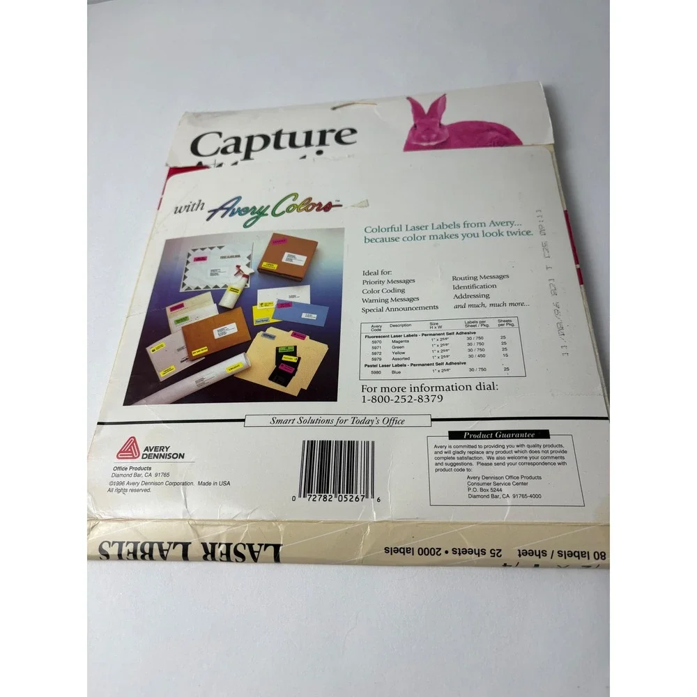 Avery 5267 Laser Labels for Return Addressing 1-1/4 x 13-1/4 25 Sheets‎ Opened